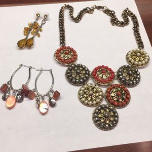 Necklace and two different earrings combo